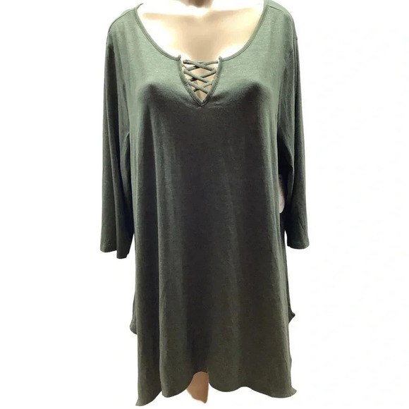 Naïf Olive Green 3/4 Sleeve Top Size 3X New with Tags - Picture 1 of 8